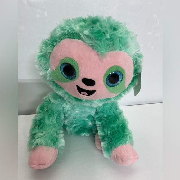 spark create Other - Fluffy Green and Pink Sloth Stuffed Animal